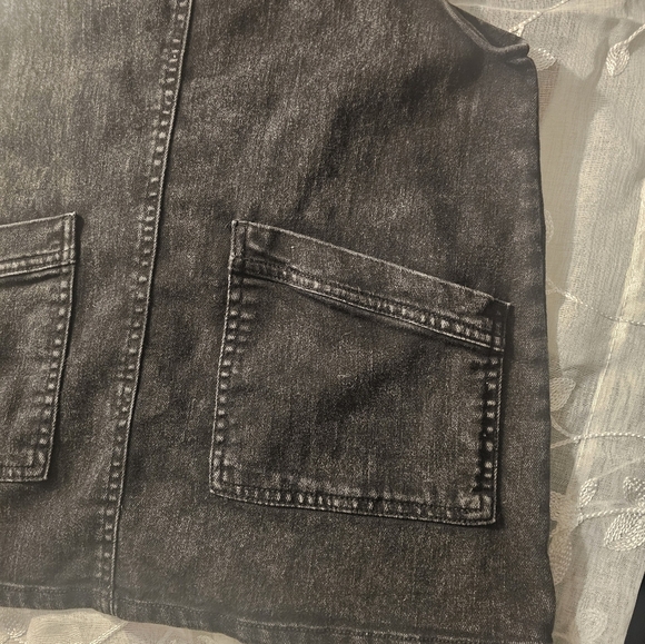 Black denim overall mini dress for young teens moto casual feminine size xs (1) - Picture 2 of 5